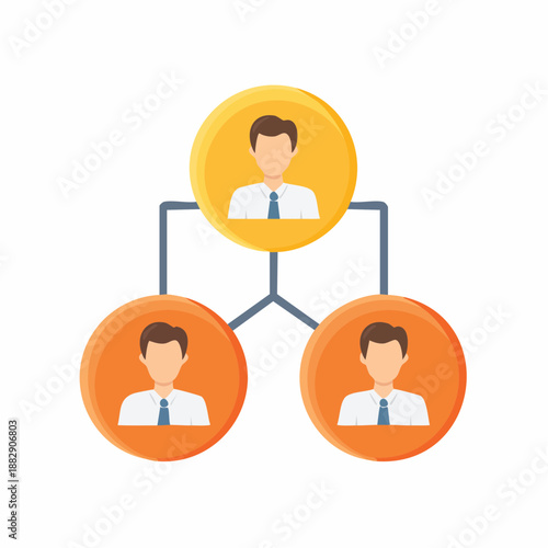 Organizational chart. Business hierarchy. Team structure. Vector illustration of people icons. White background. Simple design. Corporate flowchart. Management chart. Teamwork concept. Flat
