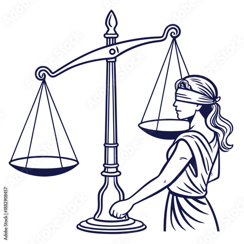 Golden Justice Balance Scale Concept Symbol Isolated on White