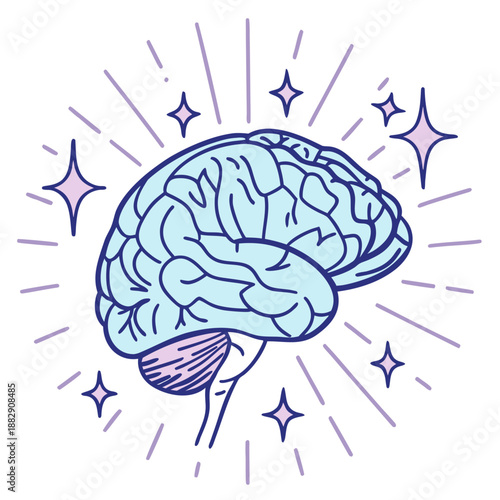 Brain Health Concept with Glowing Neural Network on White Background