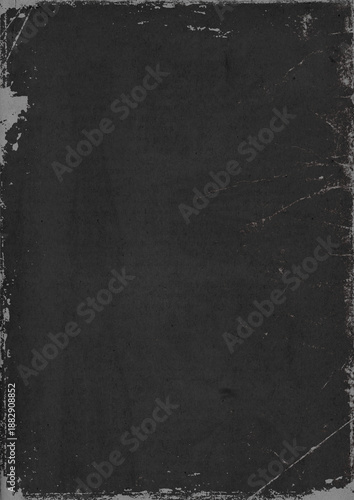 Solid black Color paper Background. Ephemera with folds and scratches. Carbon paper. typing paper