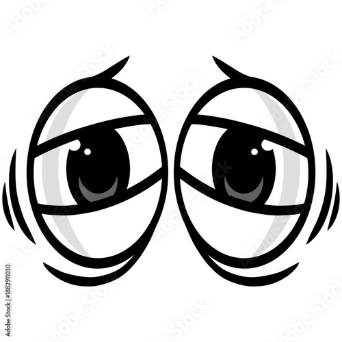 Tired Eyes Cartoon Drawing Vector Illustration