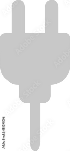 Simple gray electrical plug icon for technology and power concepts