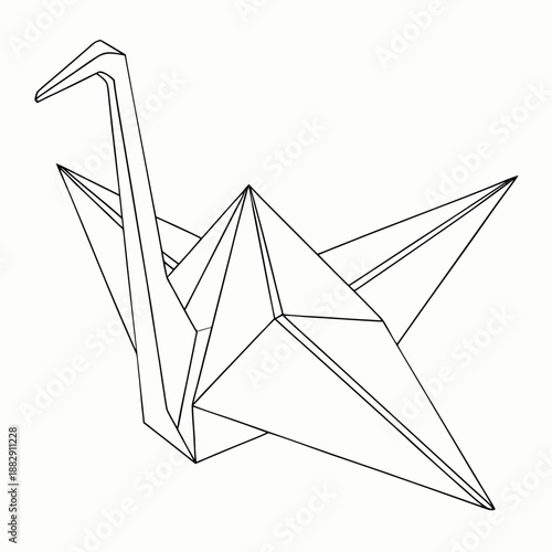 Geometric Folded Paper Origami Cube Isolated on White Background