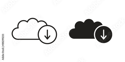 Cloud download icon suitable for mobile application.