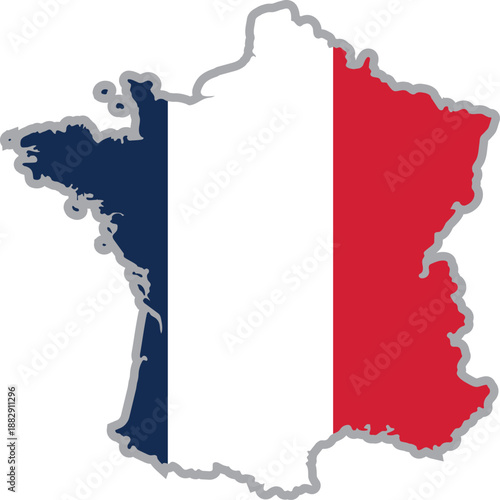 France Flag inside its territory map. Element for education, travel, politic, history, social and geography theme.