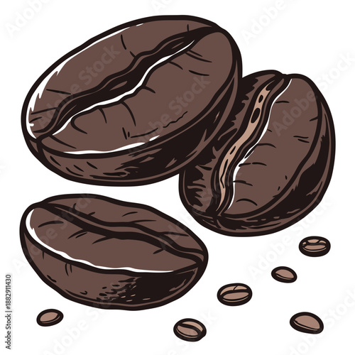 Premium Roasted Black Coffee Beans with Glossy Texture
