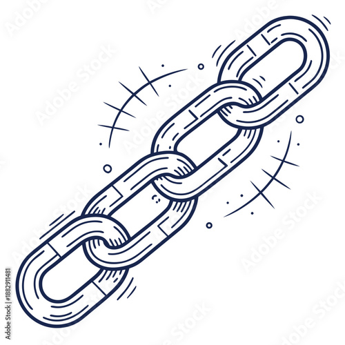 Abstract Metallic Blockchain Link Representing Digital Connectivity