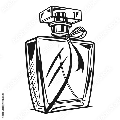 Luxury Perfume Bottle Silhouette Design on White Background