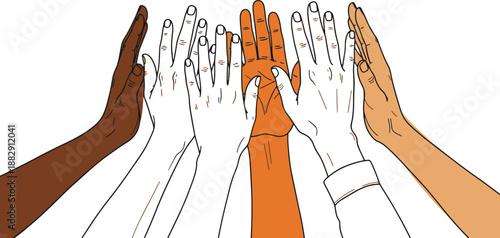 Diverse hands stacking together in unity
