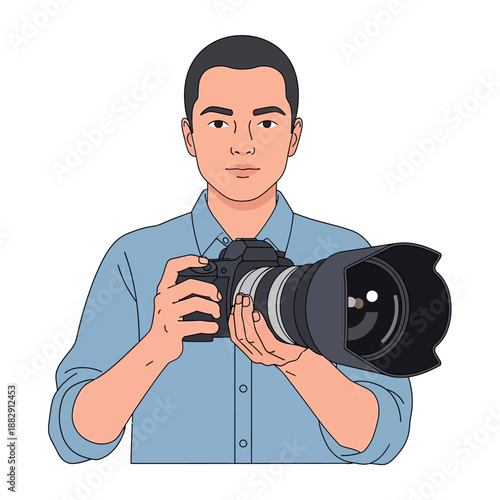 Man Holding Professional Camera