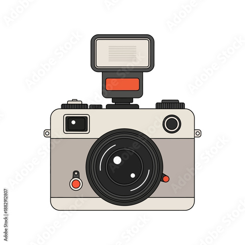 Retro Camera With Pop-Up Flash - Vintage Photography Icon