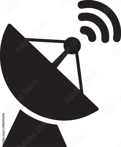Satellite Dish Antenna Icon Communication Technology and Wireless Signal Vector Illustration