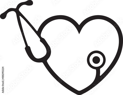 Heart and Stethoscope Line Icon Healthcare Logo and Medical Wellness Vector Illustration