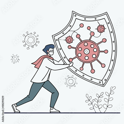 Abstract Immune System Defense Shield for Medical Health