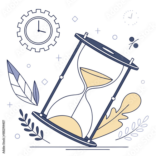 Classic Hourglass Time Management Symbol on White Background
