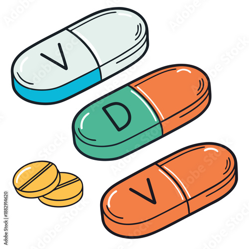 Healthy Vitamin Tablets Macro Medical Illustration