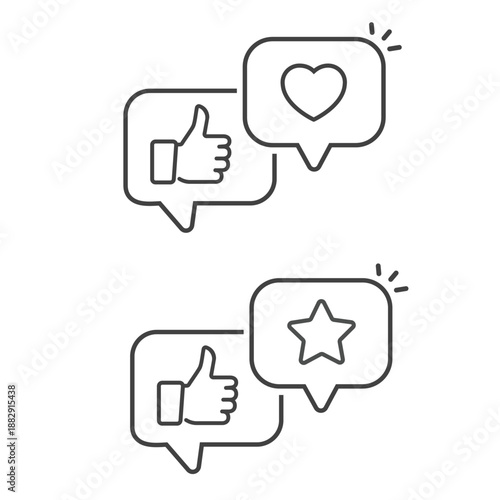 Message bubble with heart and star. Happy Valentine's day, simple love symbol, icon collection. 