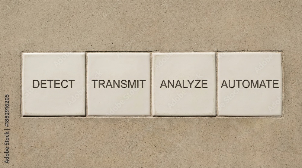 Obraz premium Process Words on Tiles: Transmit, Analyze, Process, Data
