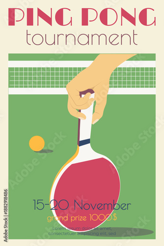 Table tennis banner, ping pong tournament poster, ping pong flayer