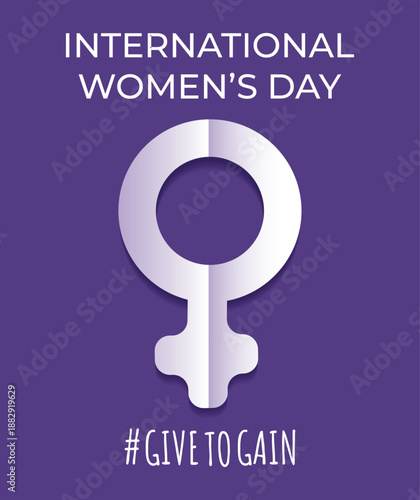 Illustration of feminist symbol for International Women's Day in purple tones, vector illustration for March 8