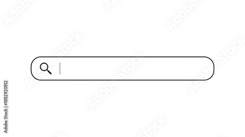 Rounded search bar UI element with magnifying glass icon isolated on transparent background