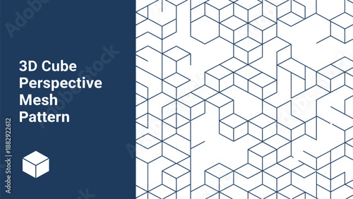 Black outline pattern of three dimensional cube perspective mesh background