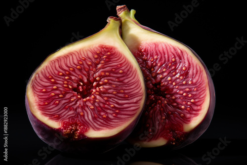 Halved Fig with Bright Pink Interior and Tiny Seeds in Soft Natural Daylight