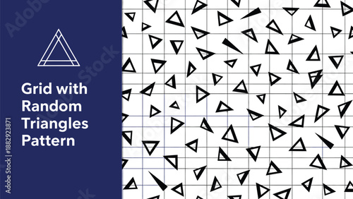 Black outline pattern of scattered geometric triangles on white background