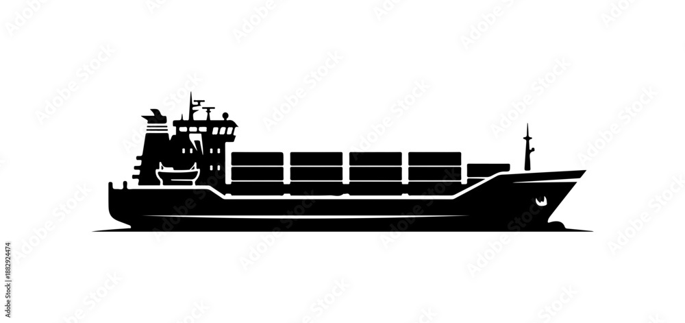 Obraz premium Illustrated Cargo Ship SVG