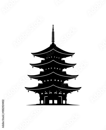 Traditional Japanese Pagoda Illustration