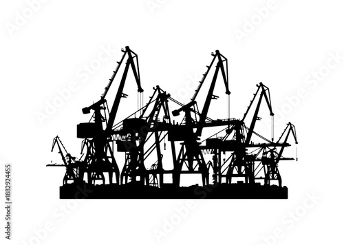 Industrial Cranes at a Busy Port