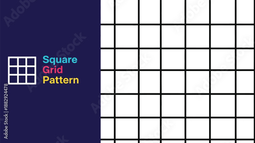 Black outline pattern of simple square grid structure background