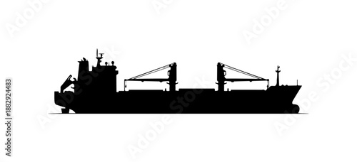 Silhouette of a Cargo Ship