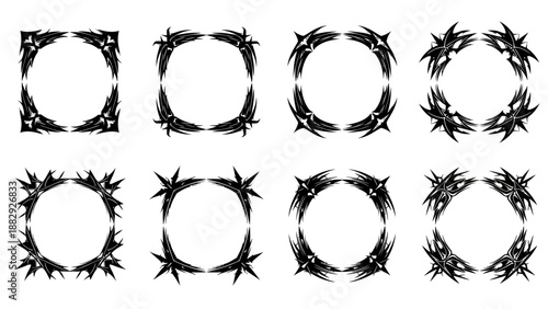 Gothic Ornamental Square Frames with Sharp Edges for Design Projects