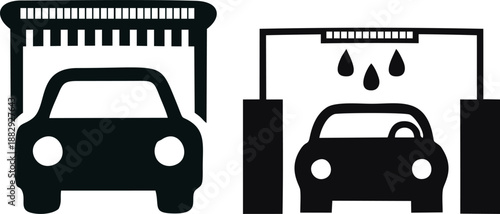 Automatic Car Wash Service with Brushes and Water Spray