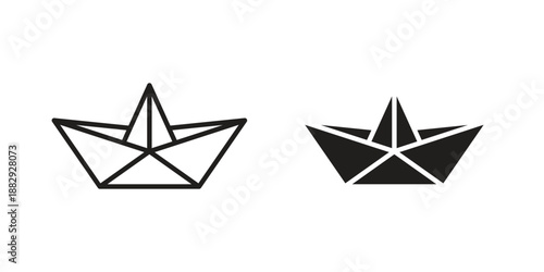 Paper boat icon suitable for mobile application.