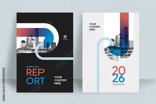 Business Report Cover Template – Blue Geometric Layout (A4)