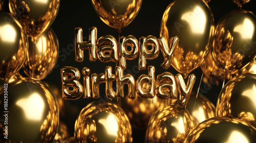 Luxury Gold Happy Birthday Foil Balloon Display