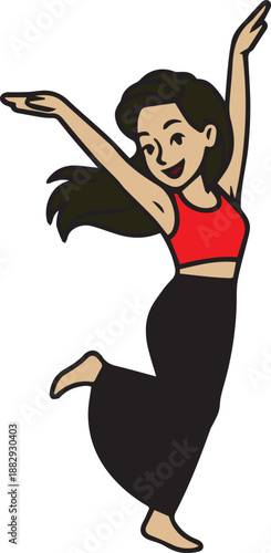 Girl Happily Dancing Vector Design