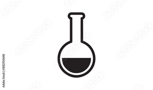 Round bottom boiling flask icon for scientific laboratory chemical work