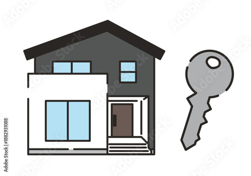 家と家の鍵のイラスト