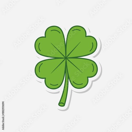 Lucky Four Leaf Clover Sticker Design.