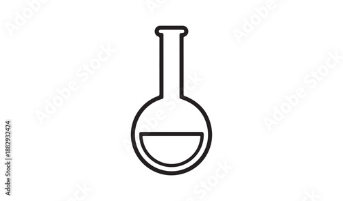 Simple round chemistry flask line icon for science and education design