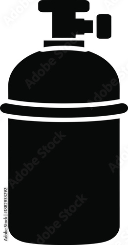 Black and white image of a scuba diving oxygen tank