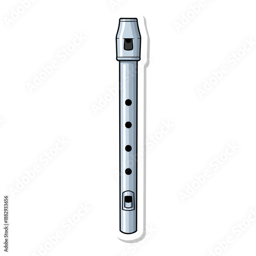 Simple recorder musical instrument sticker illustration.