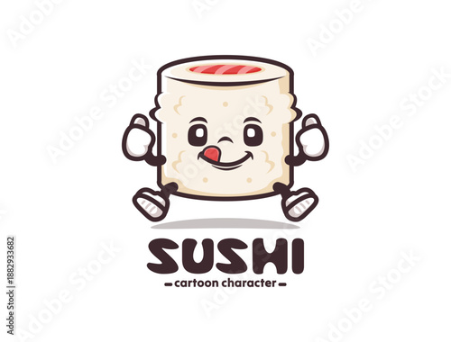 Sushi cartoon mascot with thumbs up