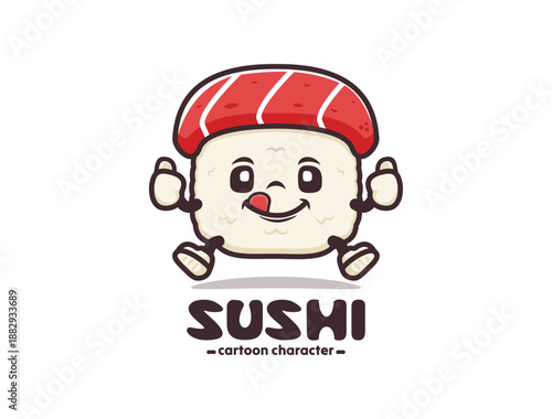 Sushi cartoon mascot with thumbs up
