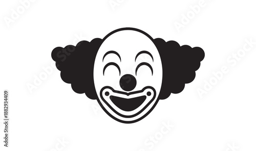 Happy Clown Face with Fluffy Hair and Big Smile Circus Performer Vector Illustration