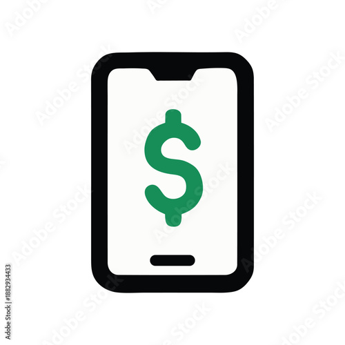 Online Payment and Digital Banking Icon with Hand Touching Screen Vector Illustration