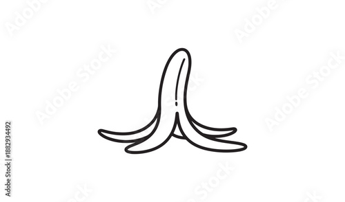 Banana Peel Line Art Slippery Surface Accident and Comedy Concept Vector Illustration